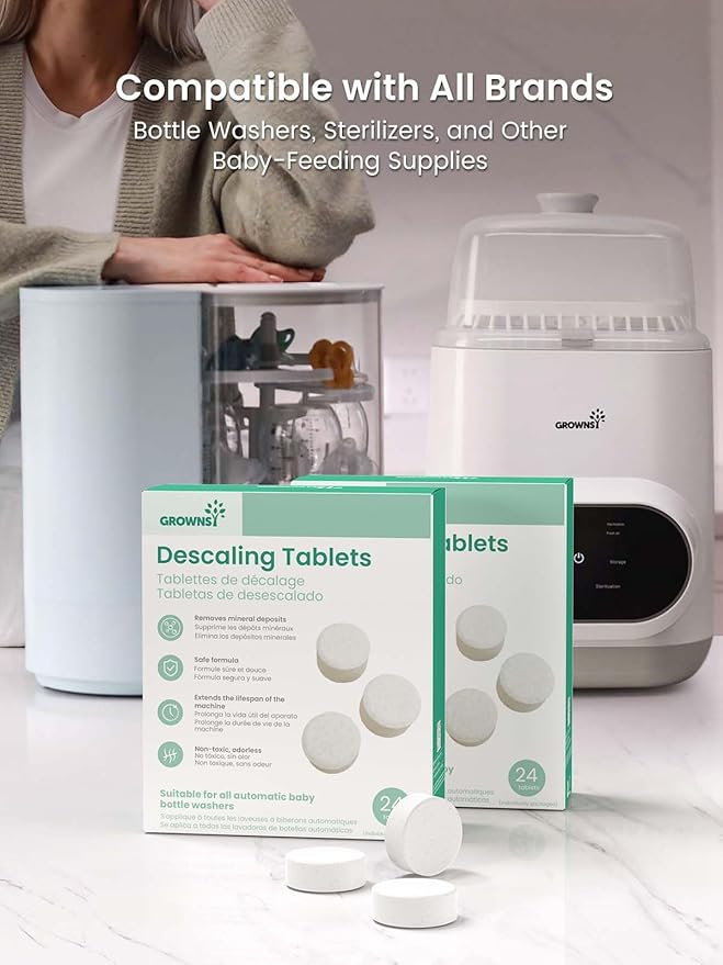 GROWNSY Descaling Tablets Descaler, 24 Descaling Tablets Compatible with Momcozy, Baby Brezza Bottle Washer, Effective for Bottle Washer, Warmer, Sterilizer, Formula Maker-Ruum Studio Home