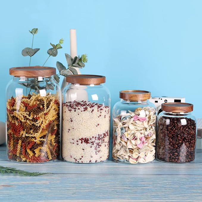 1 Gallon Glass Jar with Airtight Lid and Anti-Skid Bottom for Dry Food Storage-Ruum Studio Home