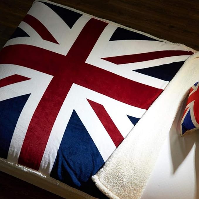 UKELER Flannel Sherpa Throw 60'' x 50'' Union Jack Fleece Blanket Soft Comfy Flannel Blanket Throws for Bed/Couch/Sofa/Office/Camping-Ruum Studio Home