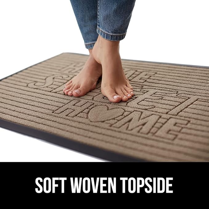 GORILLA GRIP 100% Waterproof All-Season WeatherMax Doormat, US Designed Natural Rubber, Stain and Fade Resistant, Low Profile Indoor Outdoor Door Mats, Easy Clean Patio Mat, 17x29, Home Sweet Home-Ruum Studio Home