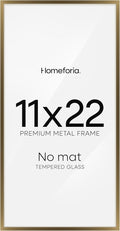 Homeforia 11x22 Bronze Newspaper Frame, High End Metal 11 x 22 Picture Frame without Mat, 22x11 Thin Bronze Poster Frames for Wall, 11by22 inch Display Photo Frames, Tempered Glass, Wall Kit, Set of 1-Ruum Studio Home