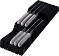 In-Drawer Knife Block - Bamboo Knife Drawer Organizer for Kitchen - Fits 5 Long + 6 Short Knives | Store Knives with Blades Pointing Down - Wooden Steak knife Holder without Knives (Black)-Ruum Studio Home