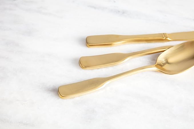 Fortessa Ashton 18/10 Stainless Steel, 20 Piece Flatware Set (Service for 4), Brushed Gold-Ruum Studio Home