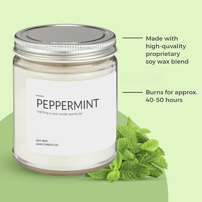 1OAK Soy Wax Scented Candles - Peppermint Candle - Scented Candles for Home (7oz.)-Ruum Studio Home