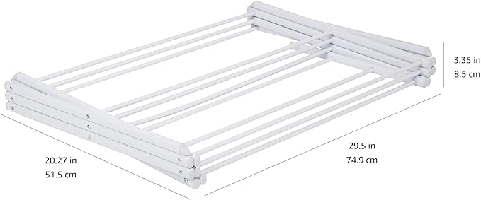 Amazon Basics Foldable Portable Laundry Rack for Air Drying Clothing, Indoor Outdoor Use - 14.5" D x 29.5" W x 41.8" H, White-Ruum Studio Home