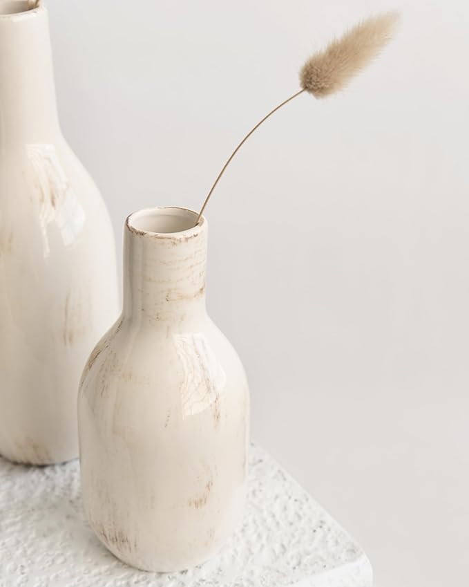 NOBULA White Ceramic Donut Vases – Modern Home Decor for Living Room, Bedroom & Table Centerpiece - Minimalist Nordic – Unique Vases for Olive Plant & Flowers – Decorative Coffee Table Vase Set of 3-Ruum Studio Home