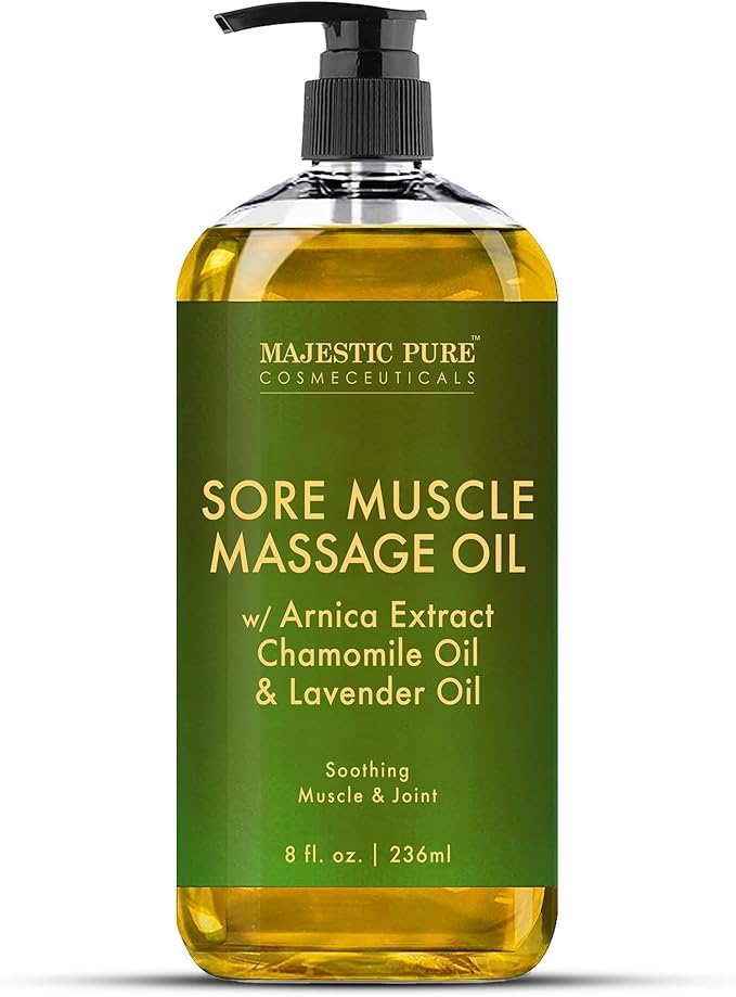 MAJESTIC PURE Arnica Sore Muscle Massage Oil for Massage Therapy - Refreshing, and Relaxing - Natural Oils with Lavender & Chamomile Essential Oils - for All Skin Types - Men and Women - 8 fl oz-Ruum Studio Home