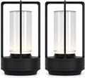 Portable Metal Table Lamp for Indoor/Outdoor ,Rechargeable Cordless LED Lamp, 3-Colour Infinitely Dimming Battery Powered Small Desk Lamp, Restaurant/Bedroom/Bar/Coffee/Camping Light (Black Set of 2)-Ruum Studio Home
