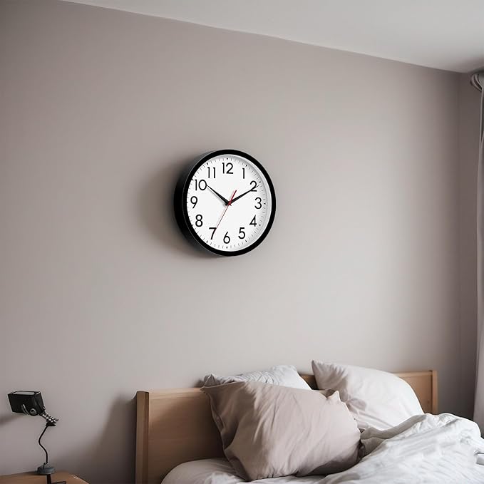 14 Inch Wall Clock Large Battery Operated Big Silent Non Ticking Analog Clock Decorative for Living Room Office Kitchen Outdoor Classroom Bedroom Bathroom School(Black)-Ruum Studio Home