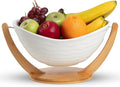 Ceramic Fruit Bowl for Kitchen Counter - 13" Modern Fruit Holder - Large Fruit Basket for Island - Large Decorative Bowl for Home Decor - Pedestal Bowl - Entryway Bowl for Keys - Extra Large-Ruum Studio Home