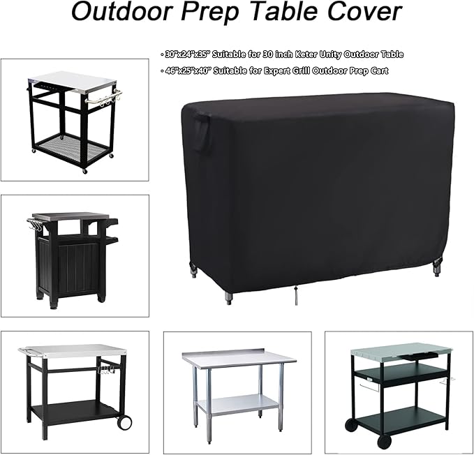Kingling Prep Table Cover for 30 inch Keter Unity Table, Waterproof Outdoor Stainless Steel Table Cover Protection for Patio Metal Grill Work Table/Cart - 30''L x 24''W x 35''H-Ruum Studio Home