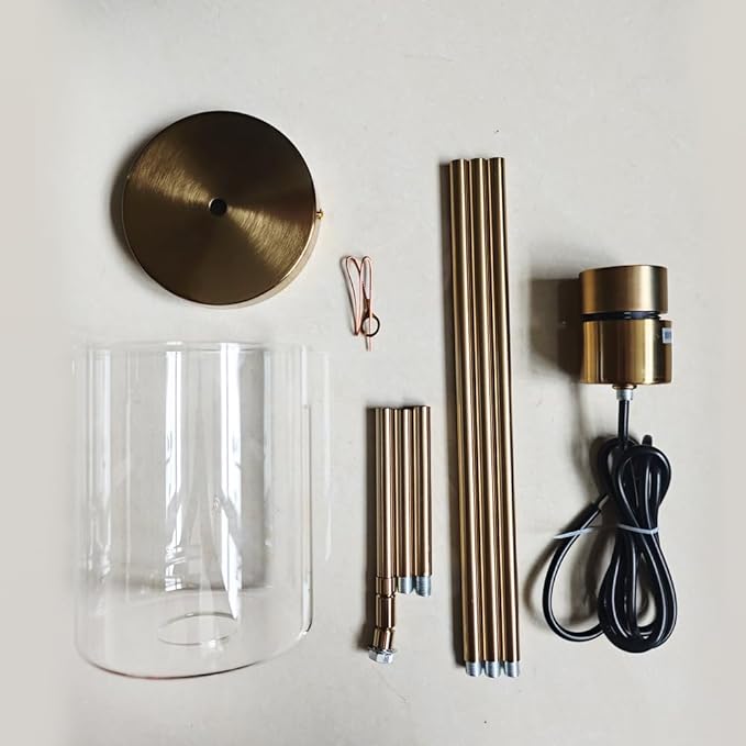 Brass Pendant Lights Kitchen Island - Gold Clear Glass Pendant Light Fixture Multiple Stems Rods 3 Units 12 Inch 3 Units 4 Inch (3 Pack Brass)-Ruum Studio Home