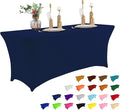 IVAPUPU 4FT Table Cloth for Rectangular Fitted Events Stretch Jean Blue Table Covers Washable Cover Spandex Tablecloth Protector for Party, Wedding, Cocktail, Banquet, Festival-Ruum Studio Home
