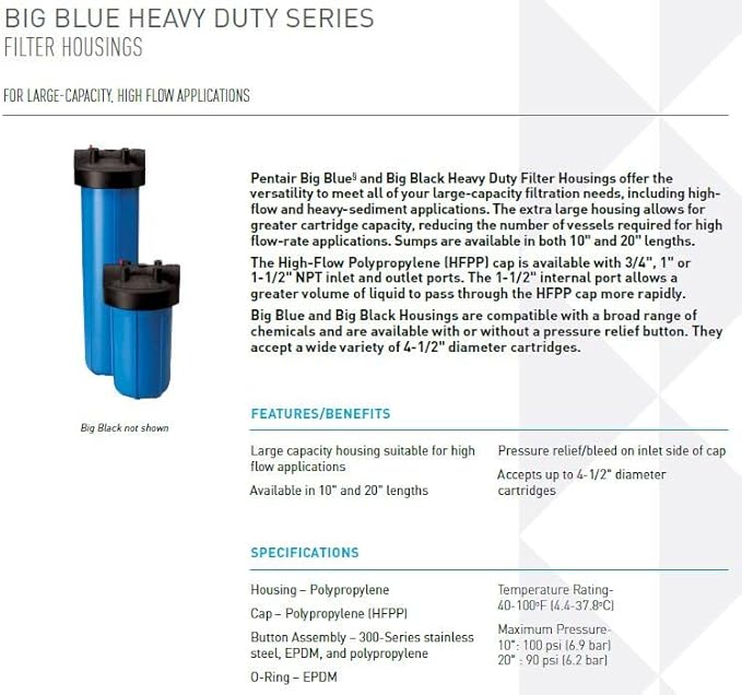 Pentair Pentek Big Blue Filter Housing Bundle with Water Filter Cartridge | Heavy Duty Whole House Filtration-Ruum Studio Home