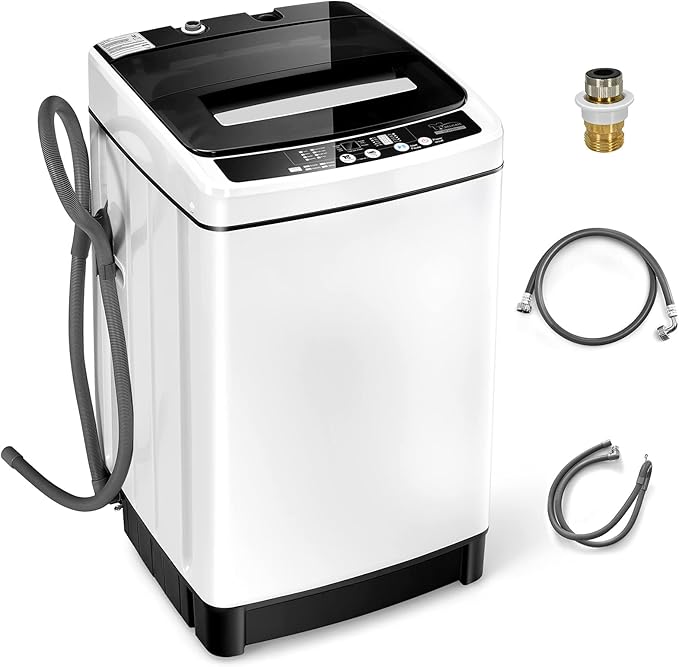 Giantex Portable Washing Machine, 2 in 1 Full Automatic Laundry Washer 1.5Cu.Ft 11lbs Capacity Washing and Spinning Combo 8 Programs 10 Water Levels Energy Saving Top Load Washer for Apartment Dorm-Ruum Studio Home