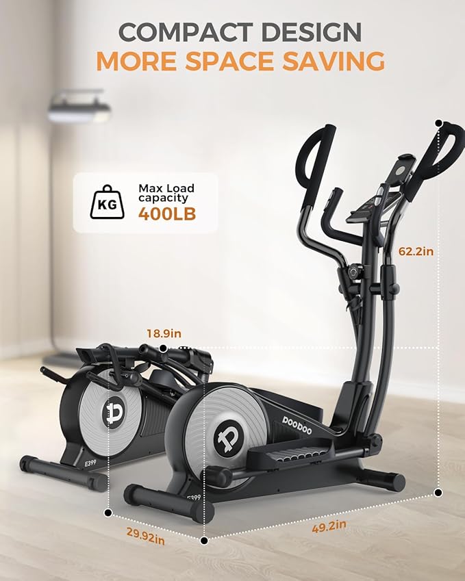 pooboo Elliptical Machine, Elliptical Exercise Machine with 16-Level Resistance&Hyper-Quiet Magnetic Driving System, Elliptical Machine for Home with LCD Monitor&15.5IN Stride, 350LBS Weight Capacity-Ruum Studio Home