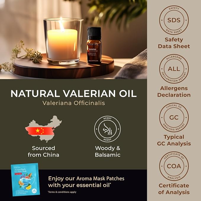 Gya Labs Valerian Essential Oil for Diffuser - 0.17 Fl Oz - 100% Pure Natural Valerian Oil for Skin, Aromatherapy & Candle Making Scent-Ruum Studio Home