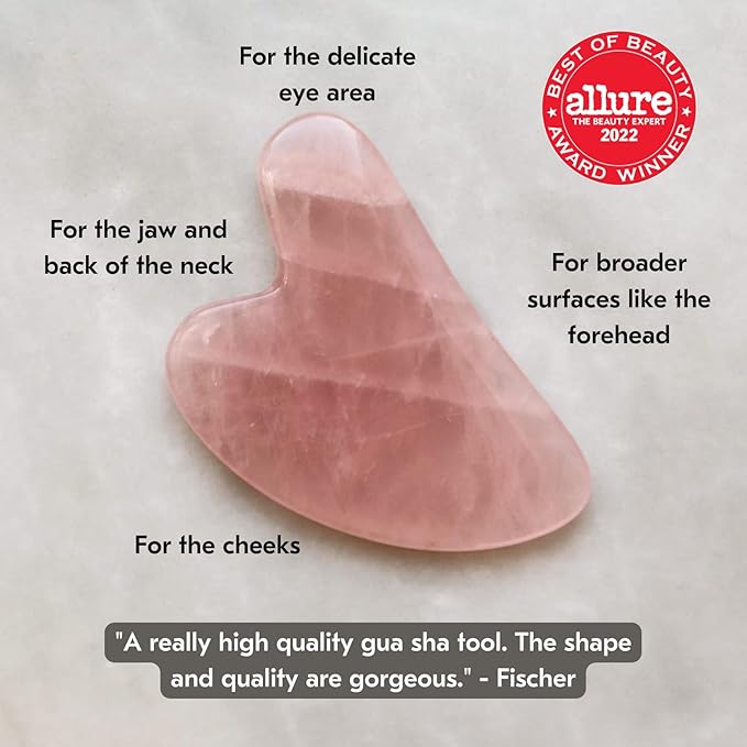Mount Lai Rose Quartz Gua Sha Facial Tools, Pink Quartz Gua Sha Facial Tools Set and Roller, Guasha Tool for Face to Relieve Muscle Tension and Reduce Puffiness, Anti Aging Skin Care Sets for Women-Ruum Studio Home