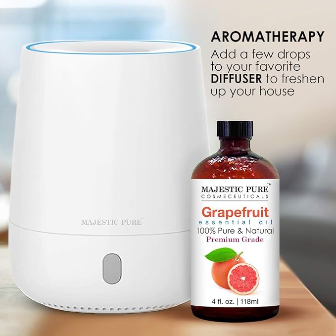 Majestic Pure Grapefruit Essential Oil with Glass Dropper - Huge 4 Fl Oz - 100% Pure and Natural Grapefruit Oil - Premium Grade Essential Oils for Diffuser, Aromatherapy, Soap and Candle Making-Ruum Studio Home