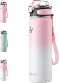Enerbone 24 oz Insulated Water Bottle, Stainless Steel Bottle with Carrying Strap, Double-Wall Vacuum Insulation Design, Leakproof Sports Bottle with Straw, Keep Drinks Cold or Hot for Hours-Ruum Studio Home