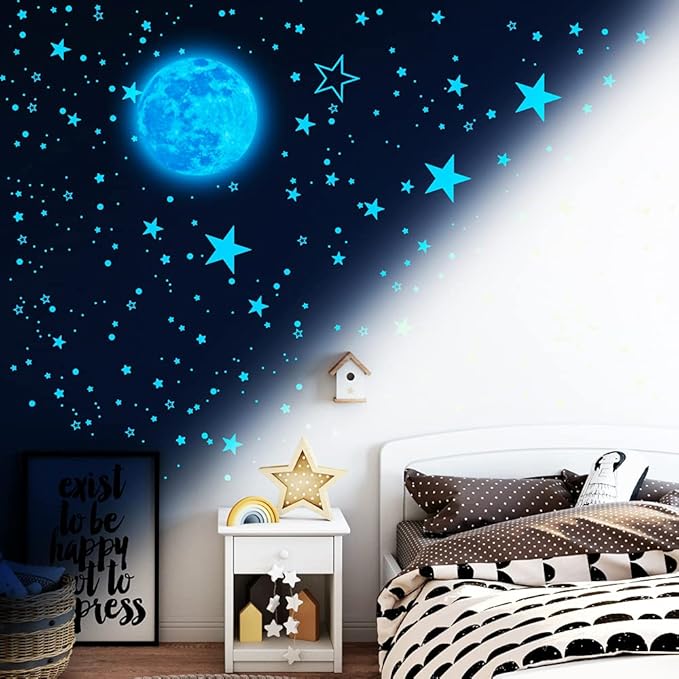 1049Pcs Glow in The Dark Stars and Moon for Ceiling, Wall Bedroom Chirldren's Room Stickers Decals Decor, Boys & Girls' Gifts-Ruum Studio Home