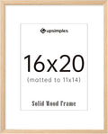 upsimples 16x20 Frames, Natural Solid Wooden Picture Frames, Display 11x14 with Mat or 16 x 20 Without, Vertical or Horizontal Wall Hanging, 1 Pack, Natural-Ruum Studio Home