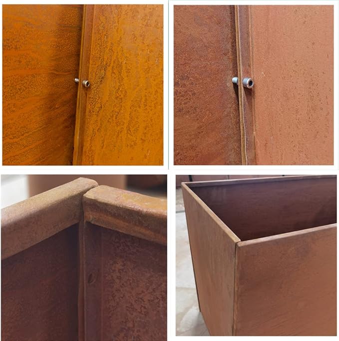 Corten Steel Planter Box Metal Outdoor Planter Large Square Cube Rustic Planter Pot Durable Antique Detached for Commercial Residential Tall Plant Patio Deck and Backyard 32 Inch-Ruum Studio Home