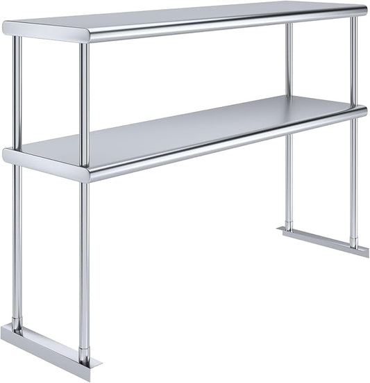 AmGood Double OverShelf Stainless Steel NSF - Many (48" Long x 14" Deep)-Ruum Studio Home