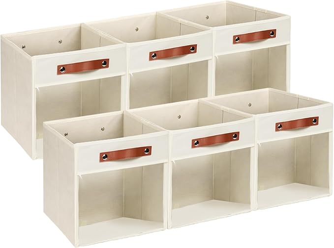 HNZIGE 11 x 11 Storage Cubes Bins for Storage Organizer,Shelf Fabric Storage Bin for Cube Organizer, Canvas Cloth Bin,Cubby Decorative Cube Organizer Bin for Cube Storage Blanket Home(Cream 6 PCS)-Ruum Studio Home