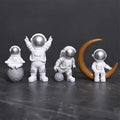 4 Pcs Silver White Astronaut Statues Set, Spaceman Sculpture Figurines Home Ornament Cake Toppers Gift-Ruum Studio Home