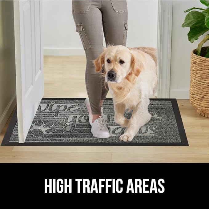 GORILLA GRIP 100% Waterproof All-Season WeatherMax Doormat US Designed Natural Rubber, Stain and Fade Resistant, Low Profile Indoor Outdoor Door Mats, Easy Clean Patio Mat, 17x29, Stone Paws-Ruum Studio Home