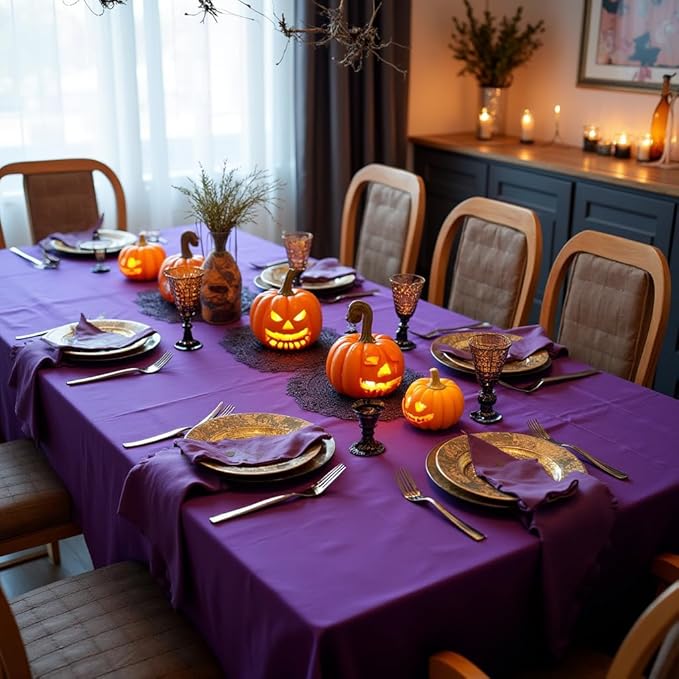 sancua Rectangle Tablecloth - 70 x 120 Inch - Stain and Wrinkle Resistant Washable Polyester Table Cloth, Decorative Fabric Table Cover for Dining Tables, Buffet Parties and Camping, Purple-Ruum Studio Home