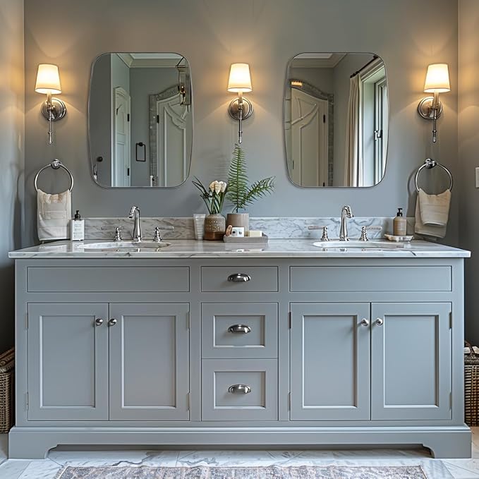 ANDY STAR Chrome Bathroom Mirror, 28x36 Inch Stainless Steel Metal Frame Oblong Bathroom Mirror for Vanity, 1’’ Deep Wall Mounted Vertically/Horizontal-Ruum Studio Home