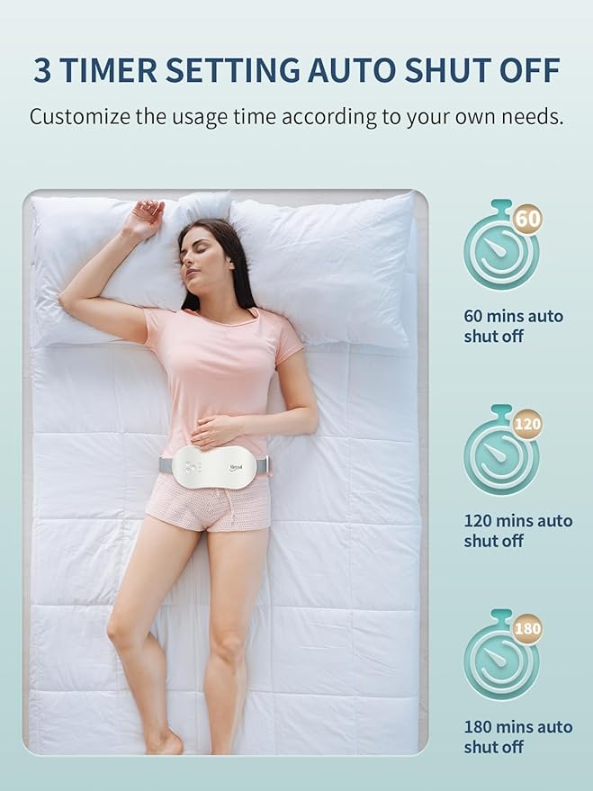 Slimpal Portable Heating Pad for Period Cramps, Electric Cordless Heating Pad for Menstrual Cramps Relief, 3 Timer Auto Off Setting, Wearable Heat Pad Belt Gifts for Her Women Girl Wife, Beige-Ruum Studio Home