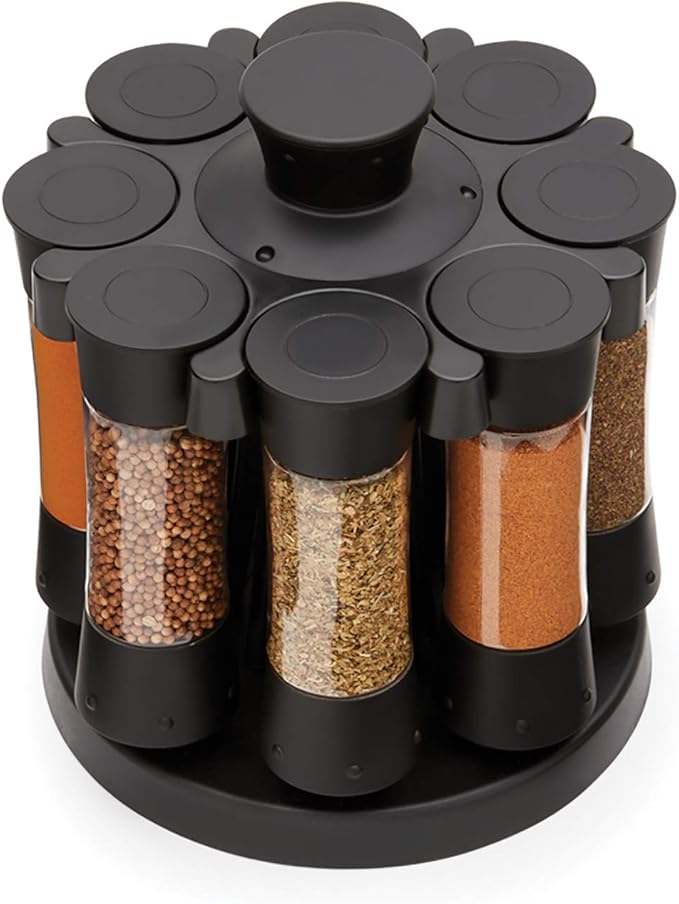 Kitchen Art Elite Auto-Measure Spice Professional 8 Compartments Black 7.45 x 7.45 x 8.25 inches-Ruum Studio Home
