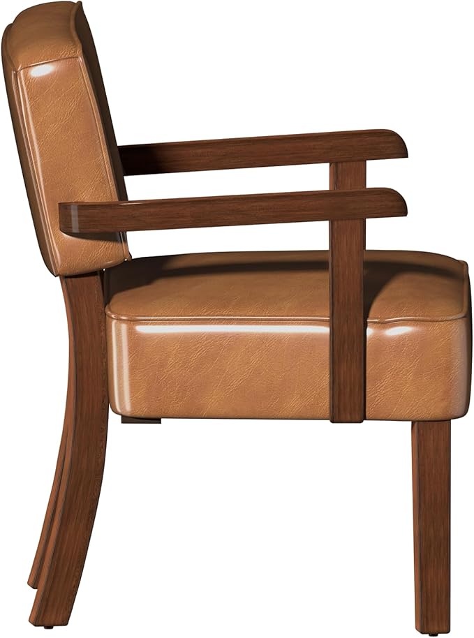 Accent Chair, PU Leather Living Room Chairs Oversized with Soft Seat and Armrests, Armchair for Bedroom, Dinning, Reading, Waiting Rooms (Leather Brown)-Ruum Studio Home