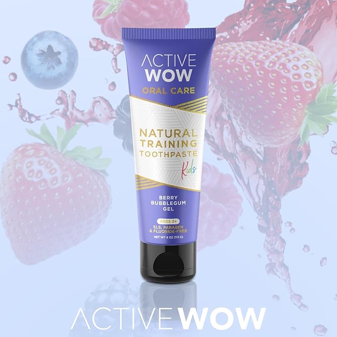 Active Wow Training Toothpaste – Fluoride-Free, Toddler-Safe, Gentle, Vegan, Safe to Swallow – Berry Bubblegum, 1 Pack-Ruum Studio Home