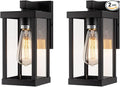 mirrea 11" Classic Outdoor Wall Sconce 1 Light in Matte Black Rectangular Metal Frame and Clear Glass Shade Waterproof Porch Light Patio Light Pack of 2-Ruum Studio Home