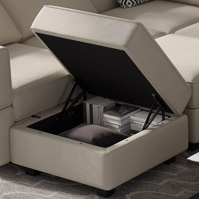 Belffin Modular Sectional Sofa with Reversible Chaise L Shaped Couch with Ottoman Modular Sofa Couch with Storage Grey-Ruum Studio Home