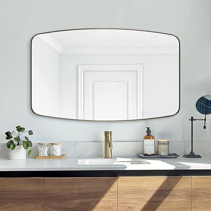 ANDY STAR Gold Mirror, 30x48’’ Brushed Gold Oval Mirror for Bathroom, Oblong Mirrors with Brass Metal Frame, Oval Vanity Mirror for Modern Farmhouse Wall Decor 1”Deep Set Design-Ruum Studio Home