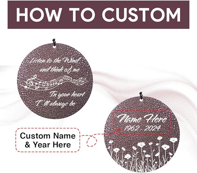 Personalized Sympathy Wind Chime, Memorial Wind Chimes for Loss of Loved One, Bereavement in Memory Wind Chimes, Sympathy Gifts in Memory of Father, Mother or a Loved One-Ruum Studio Home