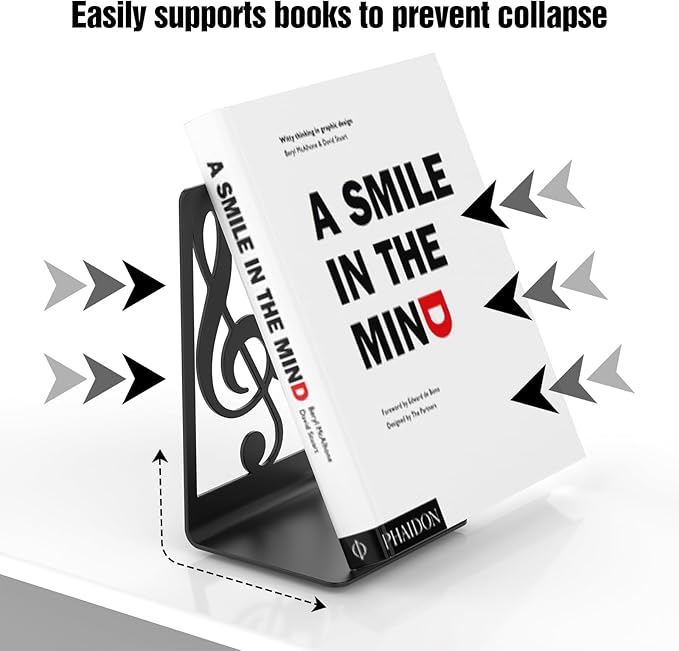 Book Ends for Shelves and Heavy Books - Metal Bookends Black 3 Pair, Shelf Holder Home Decorative, Stoppers for Kitchen Cooking Lover Gifts-Ruum Studio Home