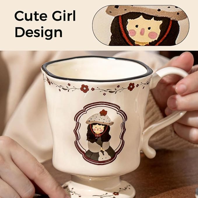 360ml -12.17oz Painted Cute Ceramic Mug - Cute Coffee Cup for Espresso,Macchiato,Latte - Gift for Women, Dishwasher Safe-Ruum Studio Home