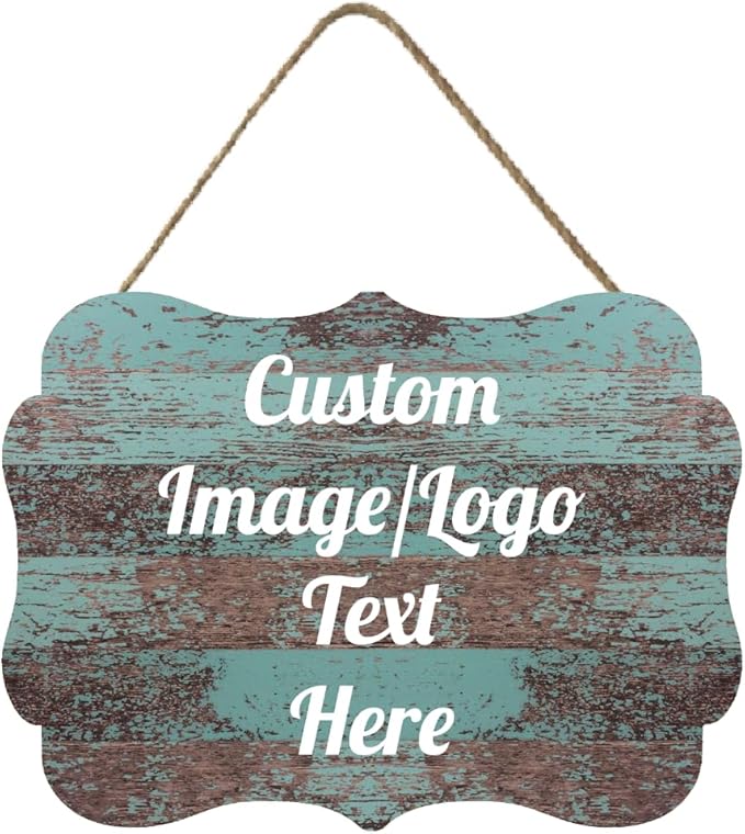 Personalized Wooden Welcome Sign Front Door Decor Home Sign Customized Image/Text Hanging Farmhouse Decorations for Home Office 11.2 * 8 Inch-Ruum Studio Home