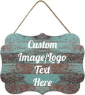 Personalized Wooden Welcome Sign Front Door Decor Home Sign Customized Image/Text Hanging Farmhouse Decorations for Home Office 11.2 * 8 Inch-Ruum Studio Home
