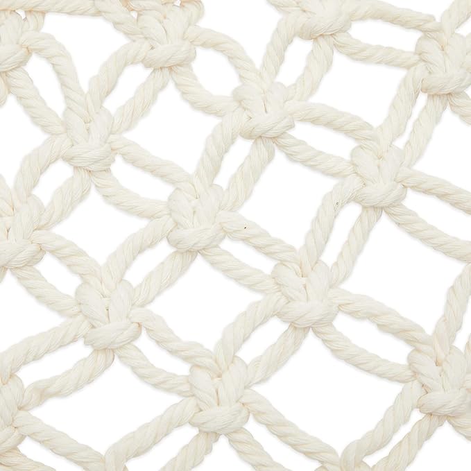 Okuna Outpost Macrame Hanging Fruit Basket Hammock for Kitchen - 6 x 25 x 15 in - White Cotton Modern - Under-Cabinet Storage with 2 Hooks for Bananas-Ruum Studio Home