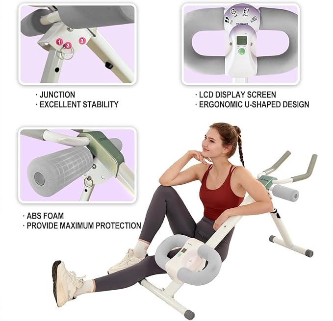 Ab Workout Equipment Abdominal Trainer, Adjustable Ab Machine at Home Gym, Foldable Abdominal Exercise Machine, Core & Ab Trainer Machine for Stomach Workout with LCD Monitor-Ruum Studio Home
