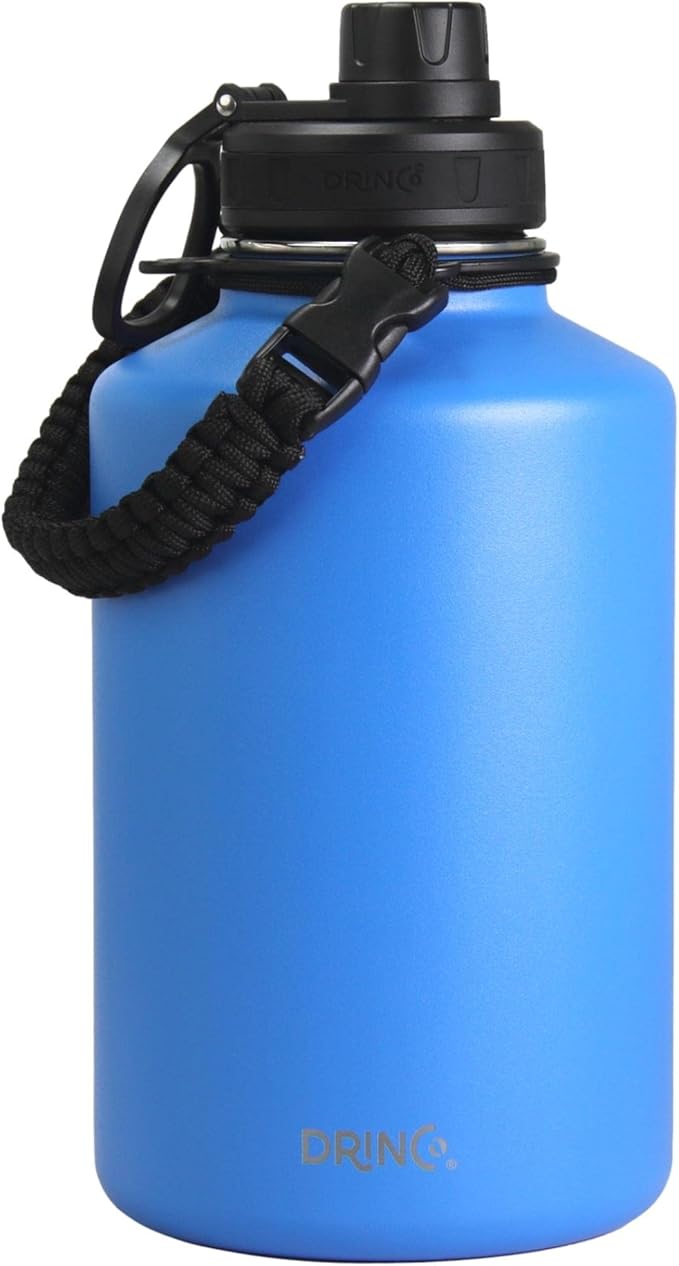 Drinco Stainless Steel Water Bottle Spout Lid Vacuum Insulated Double Wall Water Bottle Wide Mouth (64oz 40oz 32oz 22oz 18oz 14oz) Leak Proof Keep Cold Sport Camping Hiking (64 oz, 64oz Royal Blue)-Ruum Studio Home