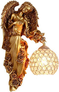 LITFAD Angel Wall Lamp Antique Spherical Sconce Light Decorated Bedside Lamp Clear Crystal 1 Light in Gold LED Wall Light for Bedroom Living Room Hotel - Right-Ruum Studio Home