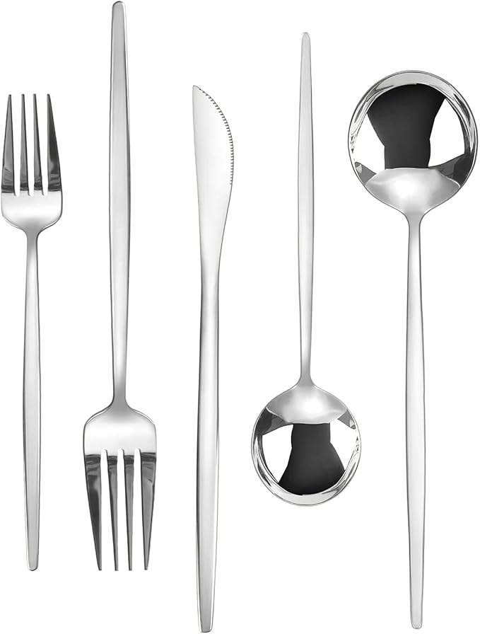 Silverware Set, KassKa 40 Pieces Flatware Cutlery Set, Stainless Steel Utensils Set Spoon Fork Knives Set for Home Restaurant and Kitchen, Mirror Polished Finished, Service for 8-Ruum Studio Home